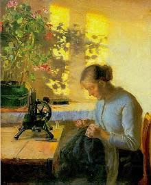 Anna Ancher Sewing fisherman's wife France oil painting art